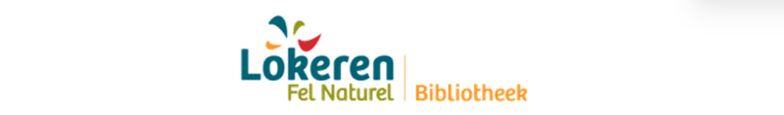 Logo van Lokeren met de woorden 'Fel Naturel' en 'Bibliotheek' op een witte achtergrond